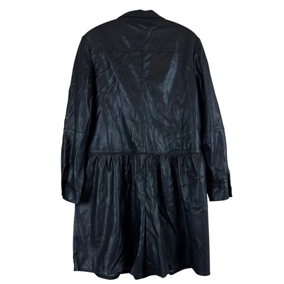 Rebecca Taylor RTR Faux Leather Buttoned Long Sleeve Romper Black Size 6 - Picture 2 of 13